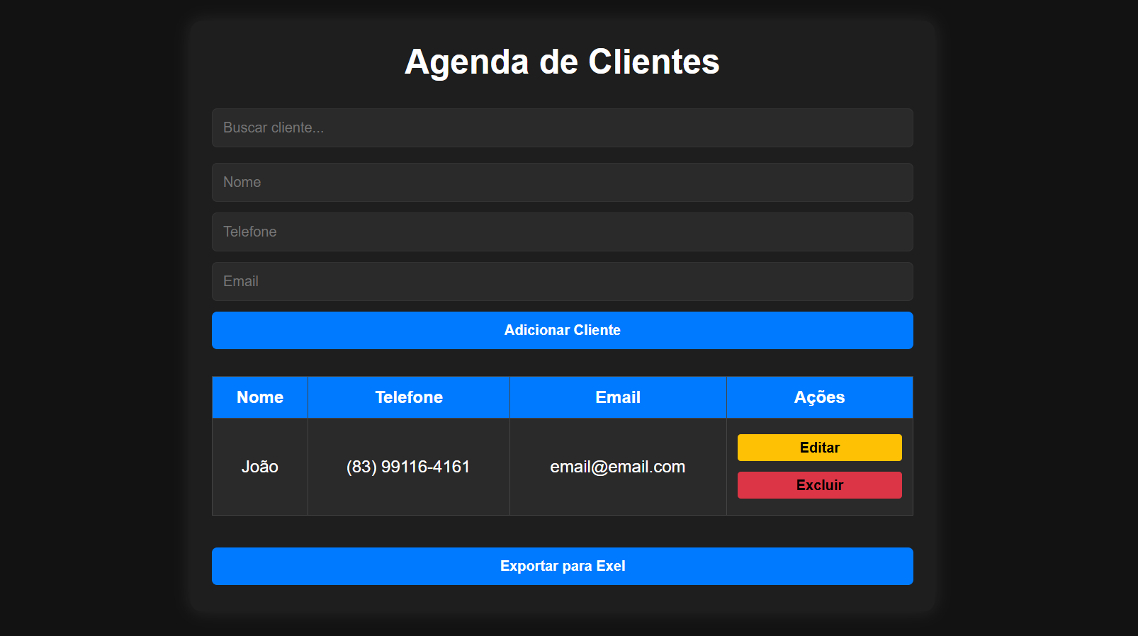 Projeto Agenda de Clientes